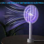 Raqueta Eléctrica Recargable Mata Moscas e Insectos