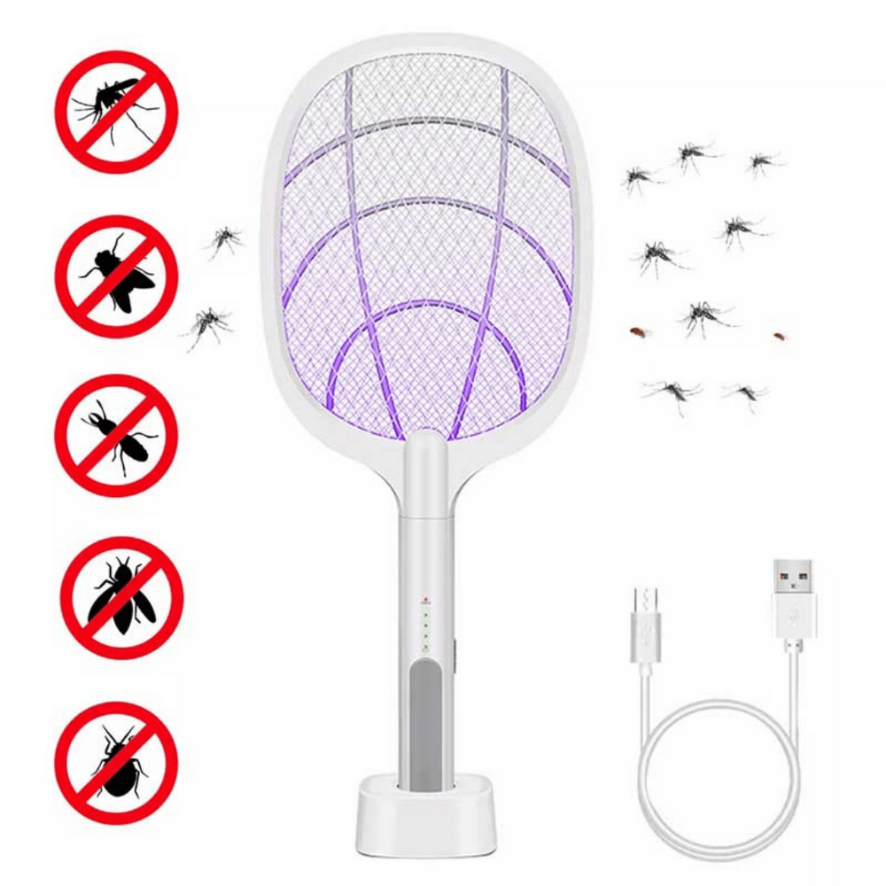 Raqueta Eléctrica Recargable Mata Moscas e Insectos